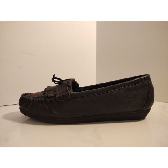 Moccasins Brown Leather Women's‎ Size 8W - Picture 1 of 9